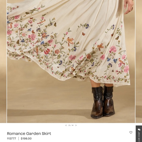 Floral Embroidered Cream Skirt - Picture 4 of 6
